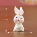 Cute miniature resin white rabbit figurine desktop ornament decoration 4.2cm x 1.8cm - Style 2 - Rabbit Holding Mooncake
