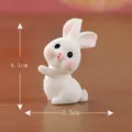 Cute resin rabbit miniature figurine for desktop micro landscape and home decor display - Style 3 - Pushing Rabbit
