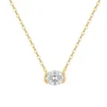 Elegant S925 silver gold-plated necklace featuring a brilliant oval moissanite pendant - Oval Moissanite Design (SMON28) / 1CT D Color VVS Moissanite (Oval 5*7mm) / 14K Gold