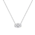 Minimalist S925 sterling silver clavicle chain with elegant oval moissanite pendant - Oval Moissanite Design (SMON28) / 1CT D Color VVS Moissanite (Oval 5*7mm) / Platinum