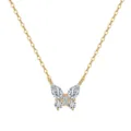Elegant S925 silver butterfly pendant necklace with sparkling moissanite stones in gold finish - Butterfly Design (SMON25) / 0.35CT D Color VVS Moissanite (Pear 3*5mm) / 14K Gold