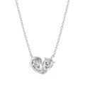 Elegant S925 silver moissanite heart pendant necklace on a delicate clavicle chain - Pear-Shaped Heart Design (SMON21) / 1CT D Color VVS Moissanite (4*6mm*2) / Platinum