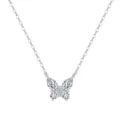 Elegant S925 sterling silver butterfly pendant necklace with sparkling moissanite stones - Butterfly Design (SMON25) / 0.35CT D Color VVS Moissanite (Pear 3*5mm) / Platinum