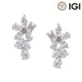 Elegant 925 silver stud earrings featuring D color VVS lab-grown diamonds in cluster design - 1.3ct / Emerald Cut-White Gold