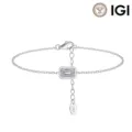 Elegantes Armband aus 925er Silber mit rechteckigem Labordiamanten und 10KT-Anhängerdetail. - 10K Gold / Smaragdschliff 1.00CT D/VVS2 6.5+2 Zoll / Gelb