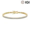Elegante bracciale tennis in oro 10K con brillanti diamanti coltivati D colore VVS - Stile DEF/VVS-VS da 5.2-7.0 CT / Rotondo S925 Argento Placcato Platino 6.5 Pollici