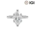Classic S925 silver ring with 1ct marquise cut lab-grown diamond, 6-prong setting - Size 5 / Gold (14K Gold Plated)