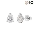 Minimalistische Ohrstecker mit Diamanten im Birnenschliff in polierter 10K Goldfassung - Birnenform (LBE01) / 0.70CT (4*6mm) / 10K Weißgold