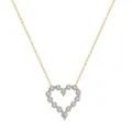 Elegant S925 silver necklace featuring a sparkling heart-shaped moissanite pendant - Hollow Heart Design (SMON23) / 0.1CT D Color VVS Moissanite (3*3mm) / 14K Gold