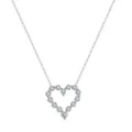 Minimalist S925 sterling silver heart pendant necklace set with sparkling moissanite - Hollow Heart Design (SMON23) / 0.1CT D Color VVS Moissanite (3*3mm) / Platinum