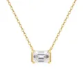 Elegant S925 sterling silver necklace featuring emerald-cut moissanite pendant in gold finish - Emerald Cut Design (SMON29) / 1CT D Color VVS Moissanite (Emerald 5*7mm) / 14K Gold