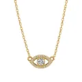 Elegant S925 sterling silver moissanite evil eye pendant necklace for women, gold plated finish - Evil Eye Design (SMON24) / 0.1CT D Color VVS Moissanite (Round 3mm) / 14K Gold