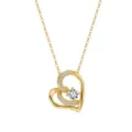 Elegante collar de doble corazón chapado en oro de 18 quilates con moissanitas brillantes - Plata 925 / Color D Grado VVS 45cm / Plata S925 Bañada en Oro de 14K