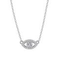 Minimalist S925 sterling silver moissanite necklace featuring an Evil Eye pendant - Evil Eye Design (SMON24) / 0.1CT D Color VVS Moissanite (Round 3mm) / Platinum