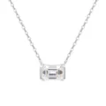 Elegant S925 sterling silver necklace with a sparkling emerald-cut moissanite pendant - Emerald Cut Design (SMON29) / 1CT D Color VVS Moissanite (Emerald 5*7mm) / Platinum