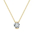 Elegant S925 sterling silver moissanite solitaire pendant necklace with gold finish - Single Round Stone Design (SMON27) / 1CT D Color VVS Moissanite (Round 6.5mm) / 14K Gold