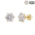 Elegante 14K Goldohrstecker mit runden D-Farbe VVS im Labor gezüchteten Diamanten, Paar - Rund (1.08CT/10K Weißgold) / 5.5mm (D/VVS2)