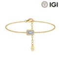 Minimalistisches 18K Goldkettenarmband mit einem funkelnden Lab-Diamanten im Smaragdschliff - 18K-Gold / Smaragdschliff 1.00CT D/VVS2 6.5+2 Zoll / Gelb