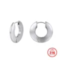 Pendientes de aro de acero inoxidable 316 de alta calidad con acabado plateado pulido - Estilo Color Acero (HTKE18) / 25X26mm / Color acero