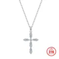 Elegante collana con pendente a croce in acciaio inossidabile 316 argento e pietre marquise - Croce / 45+5cm / Oro