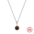 Elegant 316 stainless steel chain featuring a vibrant round faceted red zircon pendant - Garnet Red Round Style / 45+5cm / Steel