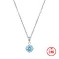 Elegant 316 stainless steel necklace featuring a round light blue zircon stone pendant - Light Gradient Blue Round Style / 45+5cm / Steel