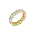 Gold plated S925 sterling silver eternity wedding ring set with oval moissanite stones - Size 5 / D Color VVS (With GRA Certificate) / S925 Silver Plated 14K Gold