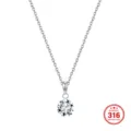 Elegant 316 stainless steel necklace with a sparkling round zircon pendant - White Zirconia Round Style / 45+5cm / Steel