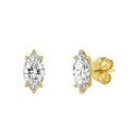 Orecchini a perno in argento dorato con moissanite taglio marquise - Stile Marquise (SMOE24) / 8x4mm (0.5ct) / Oro 14K