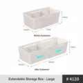 Organisateur de rangement extensible blanc avec séparateurs pour placards de cuisine et bureau - Boîte Extensible avec Diviseur - Grand Large (1 Pièce/Réf 4120)