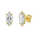 Orecchini a perno in argento S925 placcato oro con moissanite taglio marquise D - Stile Marquise (SMOE24) / 10x5mm (1ct) / Oro 14K