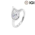 Minimalistischer Ring mit birnenförmigem Labordiamanten in 10K Weißgold - Größe 5 / Platiniert / 1.00CT / 0.8-1.5mm Breite