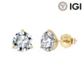 Klassische Ohrstecker mit rundgeschliffenem D-Farbe VVS Labordiamant in Goldfassung - Rund 0.2CT DEF/VVS-VS / 1 Paar (0.94g) / Platiniert (3.0mm)