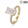 Eleganter Ring aus 14K Gold mit im Labor gezüchtetem Diamanten im Radiant-Schliff - Größe 5 / 1CT D/VVS2 14K Gold