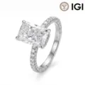 Eleganter Ring mit laborgezüchtetem Diamanten im Radiantschliff aus 14K Weißgold - Größe 5 / 1CT D/VVS2 14K Weißgold