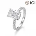 18 Karat Weißgoldring mit im Labor gezüchtetem Diamanten und großem Radiant-Schliff - Größe 5 / 1CT D/VVS2 18K Gold