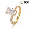Ring aus 18 Karat Gelbgold mit im Labor gezüchtetem Diamanten im Radiant-Schliff - Größe 5 / 1CT D/VVS2 18K Weißgold