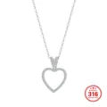 Elegante collana in acciaio inossidabile 316 con ciondolo a cuore traforato e pavé - Cuore / 45+5cm / Oro
