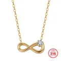 Elegante collana con ciondolo infinito in acciaio inossidabile dorato e brillante pietra CZ - Infinito a Pietra Singola / 45+5cm / Oro