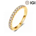 Eleganter 18K Gelbgold Pavé Labor-Diamant Halb-Ewigkeitsring mit polierter Oberfläche - Größe 5 / 1.6mm Breit / 0.015CT DEF/VVS-VS Laborgezüchteter Diamant / 18K-Gold
