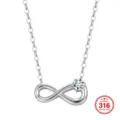 Collana infinito in acciaio inossidabile 316 con un ciondolo in zircone - Infinito a Pietra Singola / 45+5cm / Colore acciaio