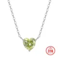 Elegant heart-shaped yellow birthstone pendant necklace made of 316 stainless steel. - Heart / 45+5cm / Pink & Steel Color
