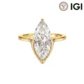 Eleganter 14K Goldring mit Labor-Diamant im Marquise-Schliff und IGI-Zertifizierung - Größe 5 / 1CT D/VS1 Labor-Diamant 14K Gelbgold (1.5mm Breit)