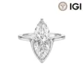 Ring mit Marquise-Schliff-Diamant aus 14K Weißgold mit IGI-Zertifizierungslogo - Größe 5 / 1CT D/VS1 Labor-Diamant 14K Weißgold (1.5mm Breit)