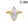 Ring aus 18 Karat Gelbgold mit im Marquise-Schliff gewachsenem Lab-Diamant für Damen - Größe 5 / 1CT D/VS1 Labor-Diamant 18K Gelbgold (1.5mm Breit)