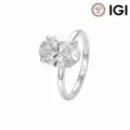Minimalistischer S925 Silberring mit großem oval geschliffenem Labor-Diamanten auf schmalem Band - Größe 5 / 0.55CT D-E VVS-VS Labor-Diamant / 10K Weißgold (1.3mm Breite) / Silber