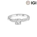 Eleganter 10KT Weißgoldring mit gedrehtem Band und brillantem runden Labor-Diamanten - Größe 5 / 0,3CT D/VS1 Labor Diamant 10K Gelbgold 1,7mm Breit