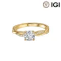 Eleganter 14K Goldring mit im Labor gezüchtetem Diamanten und gedrehtem Band Design - Größe 5 / 0,3CT D/VS1 Laborgezüchteter Diamant 14K Gelbgold 1,7mm Breit