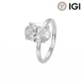Hochwertiger Verlobungsring aus 14K Weißgold mit oval geschliffenem Labor-Diamanten - Größe 5 / 0.55CT DEF VVS-VS Labor-Diamant / 14K Weißgold (1.3mm Breite) / Silber