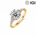 Eleganter 18 Karat Gelbgold Verlobungsring mit einem brillanten runden Labordiamanten - Größe 5 / 1.00CT D/VS1 Labor Diamant (LBR19) / 2,5mm Breite / 18K Gelbgold